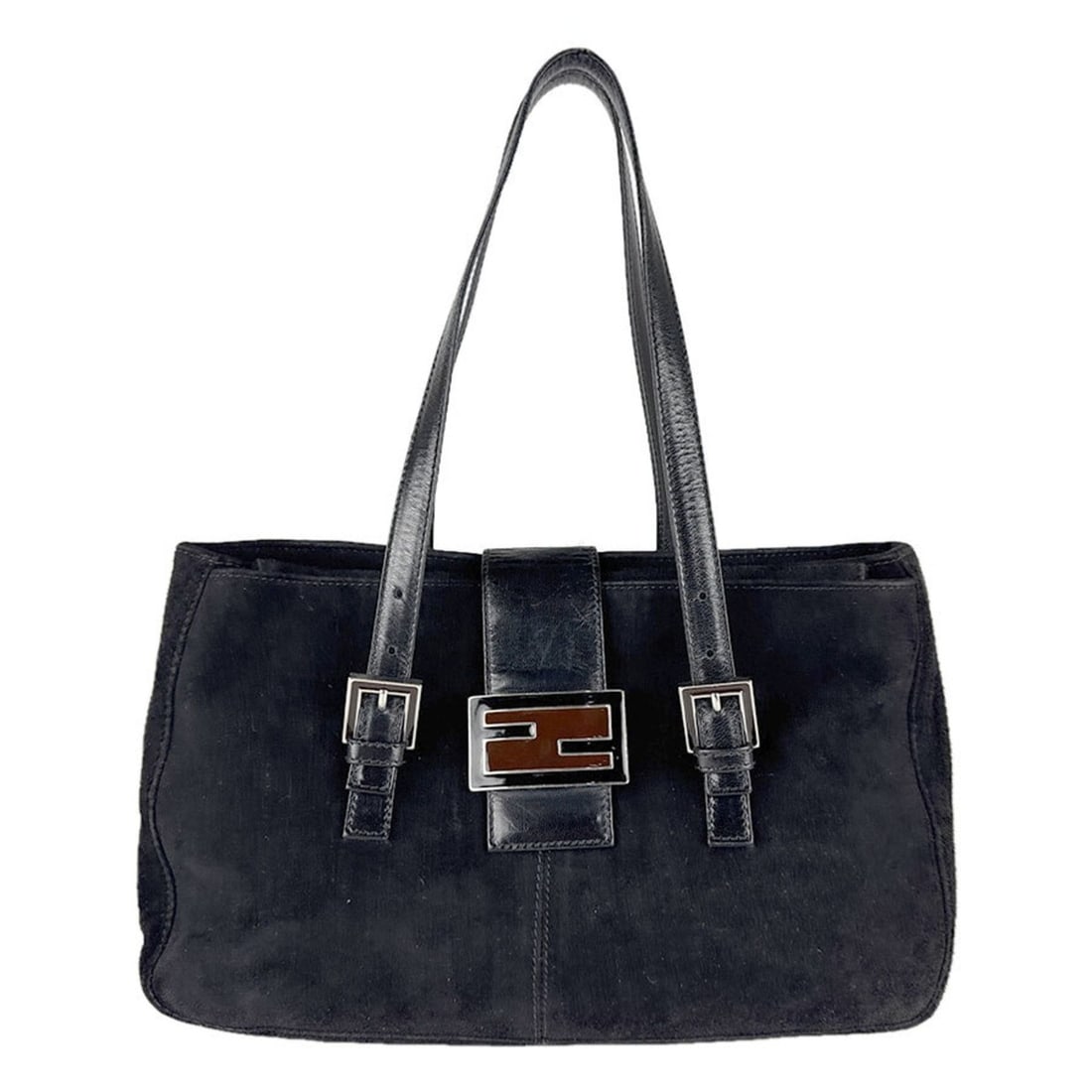Fendi FENDI handbag in black suede for women, free shipping z8740: --- Catalog ---Category: SizeSize (HxWxD): 18cm x 29cm x 10cm / 7.08'' x 11.41'' x 3.93''Handle Length: 60cm / 23.62''Category: DesignType: HandbagColor: BlackGender: WomenClosure: MagnetMaterial: Sue