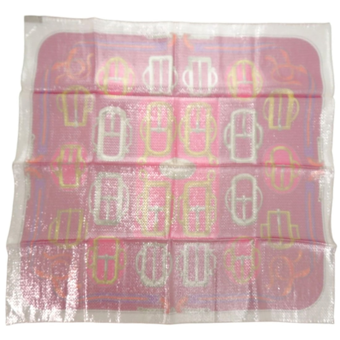 Like new Hermès Carré 70 BOVCLERIE D'ATTELAGE buckle, silk and polyester, pink scarf/muffler, (1 of 7)