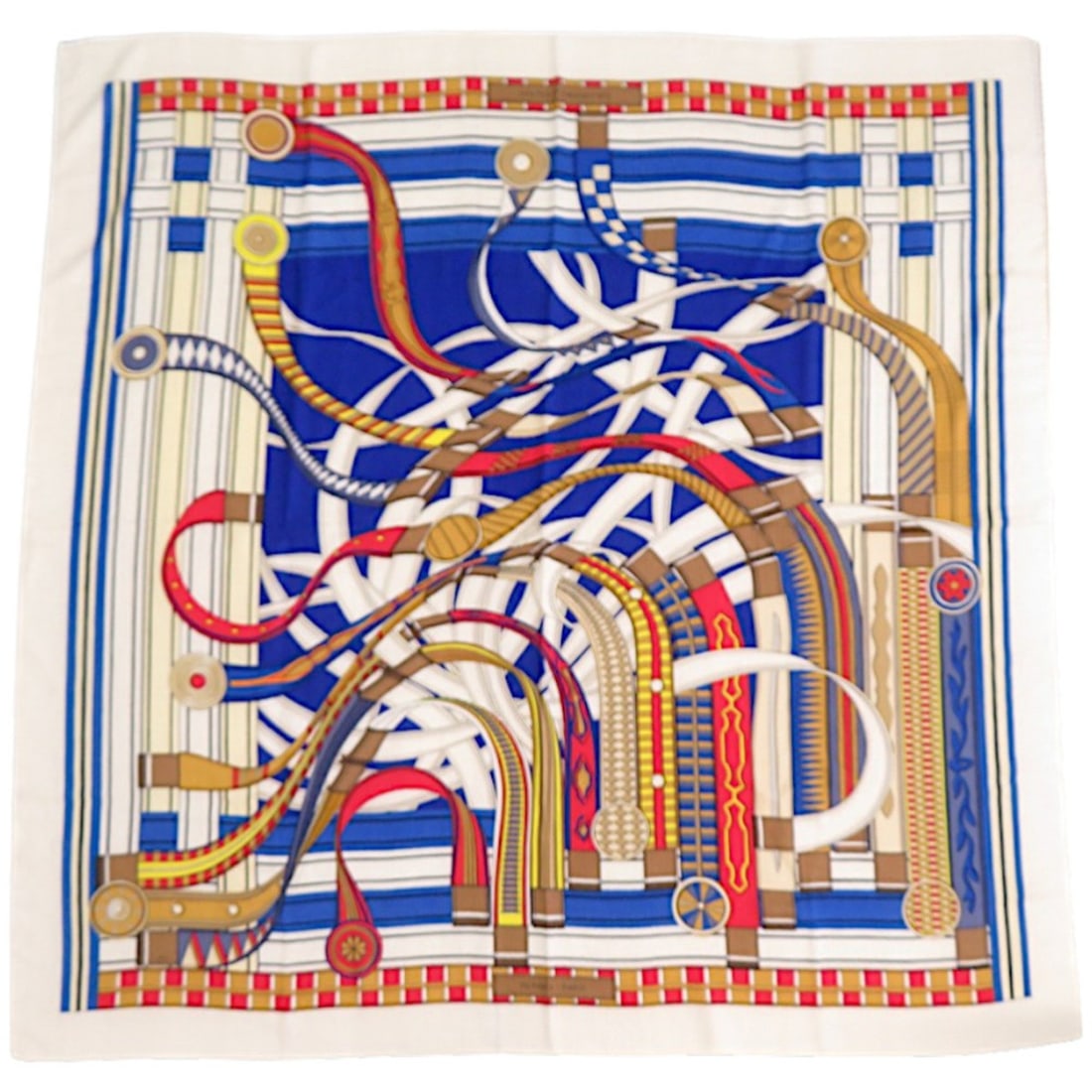 Hermès Carré 140 Jean Volt Epirouette Cashmere Silk White Scarf Muffler 0628HERMES (1 of 12)