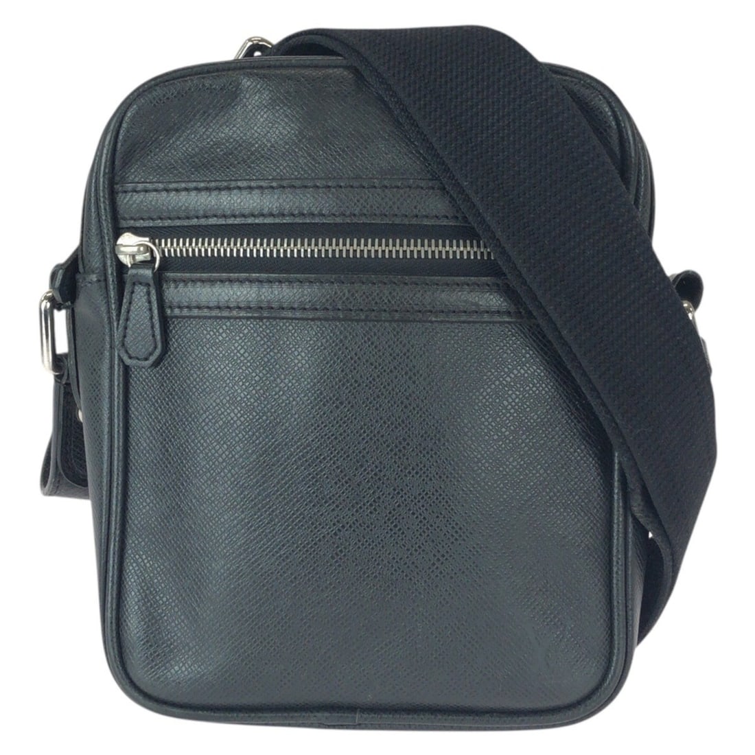 LOUIS VUITTON Taiga Dimitri Black Leather Shoulder Bag with Silver Hardware, M32462, Men's (1 of 13)