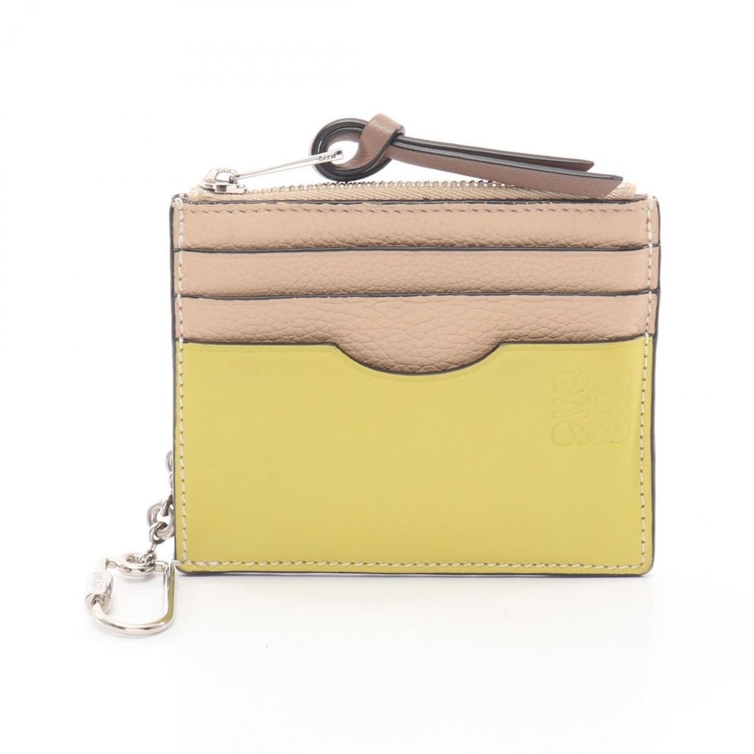LOEWE Anagram Business Card Case, Wallet, Coin Purse, Leather Women's, Beige, Yellow (1 of 16)