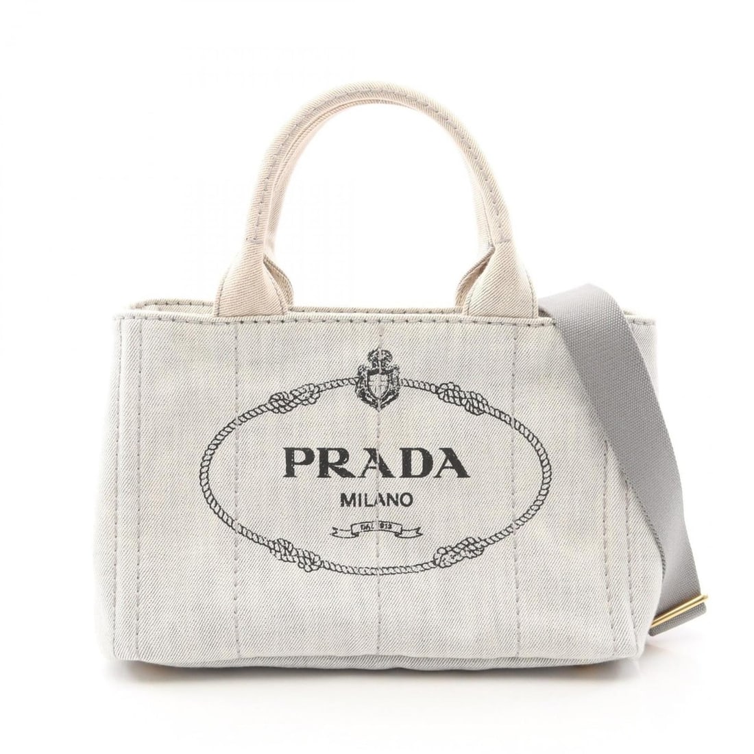 Prada Canapa Tote Bag, Handbag, Denim, Women's, Gray, 1BG439 (1 of 14)