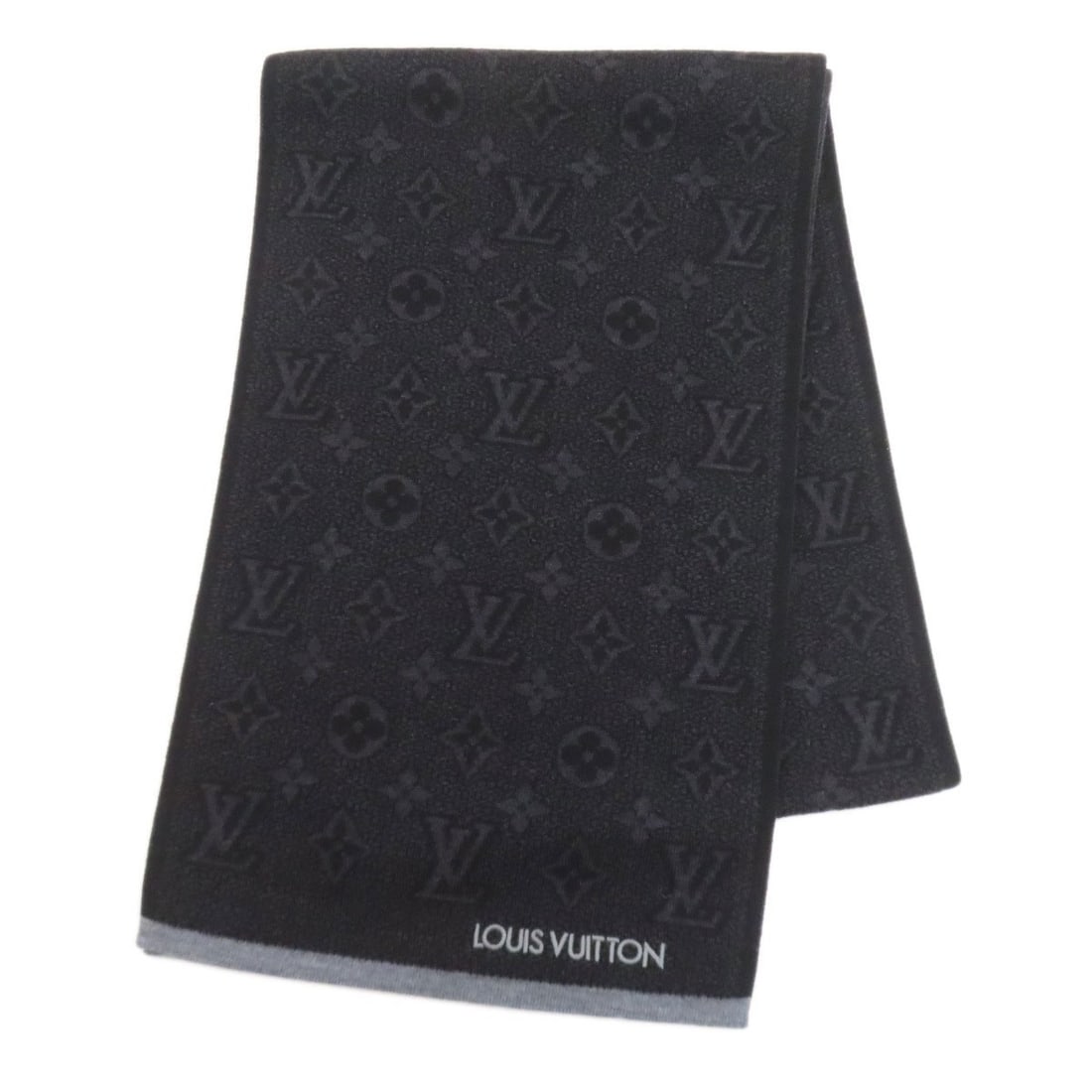 Louis Vuitton M73468 My Monogram Eclipse Wool Scarf for Women: --- Catalog ---Category: SizeSize (LxW): 1.98m x 30cm / 77.95'' x 11.81''Category: DesignType: StoleColor: BlackGender: WomenMaterial: Wool Category: GeneralLine: MonogramBrand: Louis Vuitton--- Item
