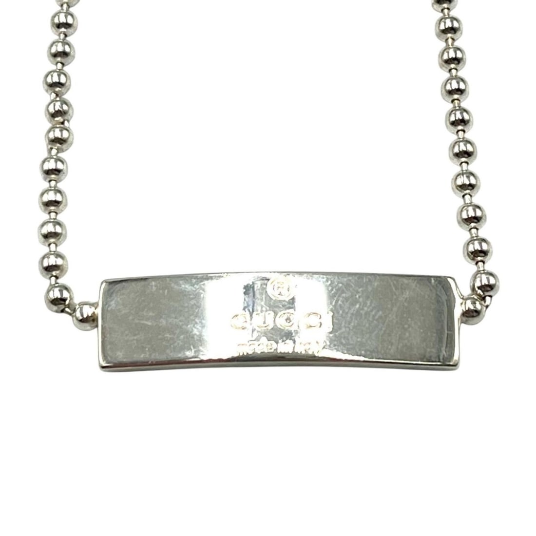 Gucci Necklace Logo Plate Choker Silver 925 Women's (1 of 16)