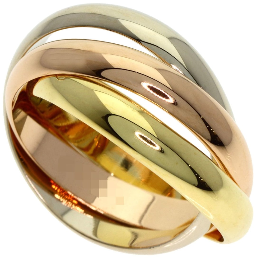 Cartier Trinity MM #57 Ring, 18K Yellow Gold/18KPG/18KWG, Women's: --- Catalog ---Category: SizeWidth: 3.8mm / 0.15''Weight: 11.7g / 0.41oz.JP Size: 17US Size: 8.5Category: DesignType: Band ringColor: Pink, White, YellowMetal: GoldGender: WomenMetal Purity: 18KCatego