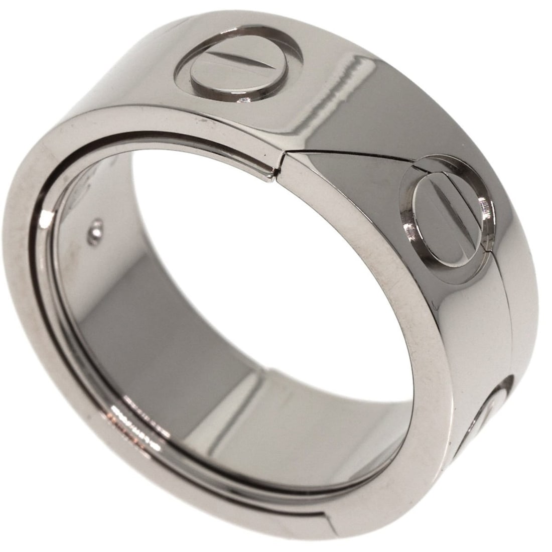 Cartier Astro Love Ring #50, 18K White Gold, Women's: --- Catalog ---Category: SizeWidth: 7mm / 0.28''Weight: 12.2g / 0.43oz.JP Size: 10US Size: 5.5Category: DesignType: Band ringMetal: White GoldGender: WomenMetal Purity: 18KCategory: GeneralLine: LoveB