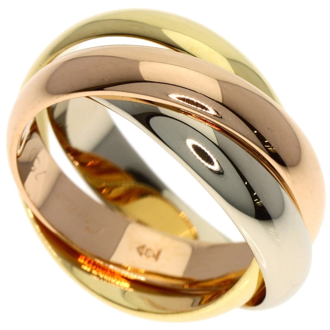 Cartier Trinity MM #49 Ring, 18K Yellow Gold/18KPG/18KWG, Women's (1 of 9)