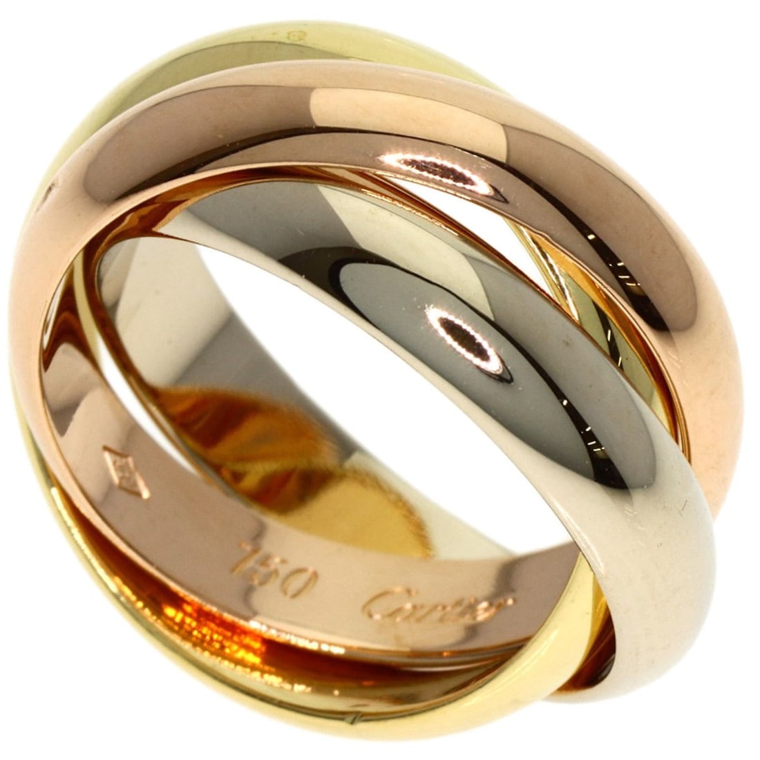 Cartier Trinity MM #46 Ring, 18K Yellow Gold/18KPG/18KWG, Women's (1 of 8)