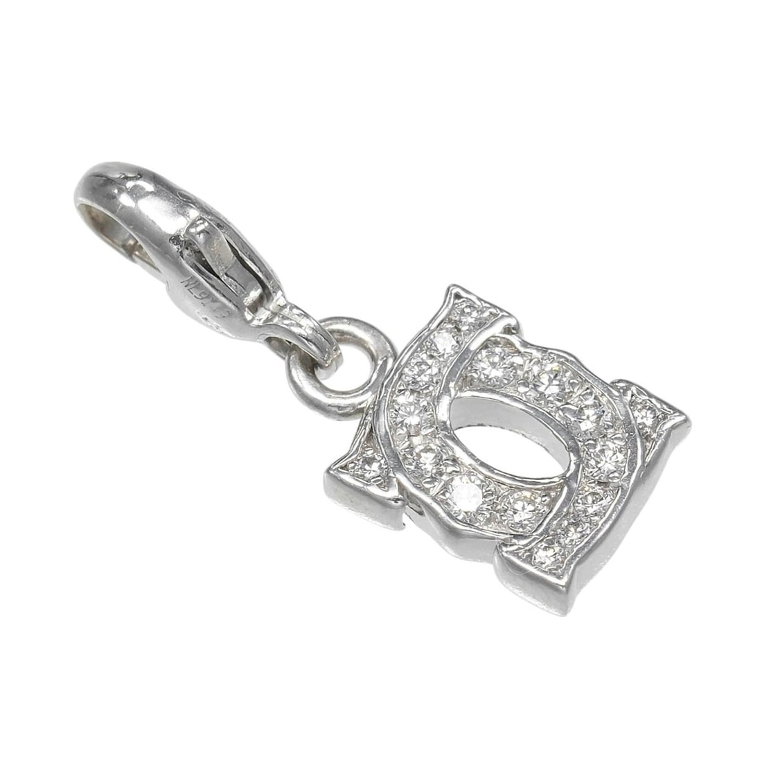 Cartier 2C Baby Charm Pendant Top in 18K White Gold with Diamonds, Approx. 1.6g: --- Catalog ---Category: SizePendant Size: 19mm x 7.38mm / 0.74'' x 0.29''Category: DesignColor: White goldStone: DiamondGender: WomenMaterial: White gold (18K)Pendant Type: PendantNecklace Type: Pend
