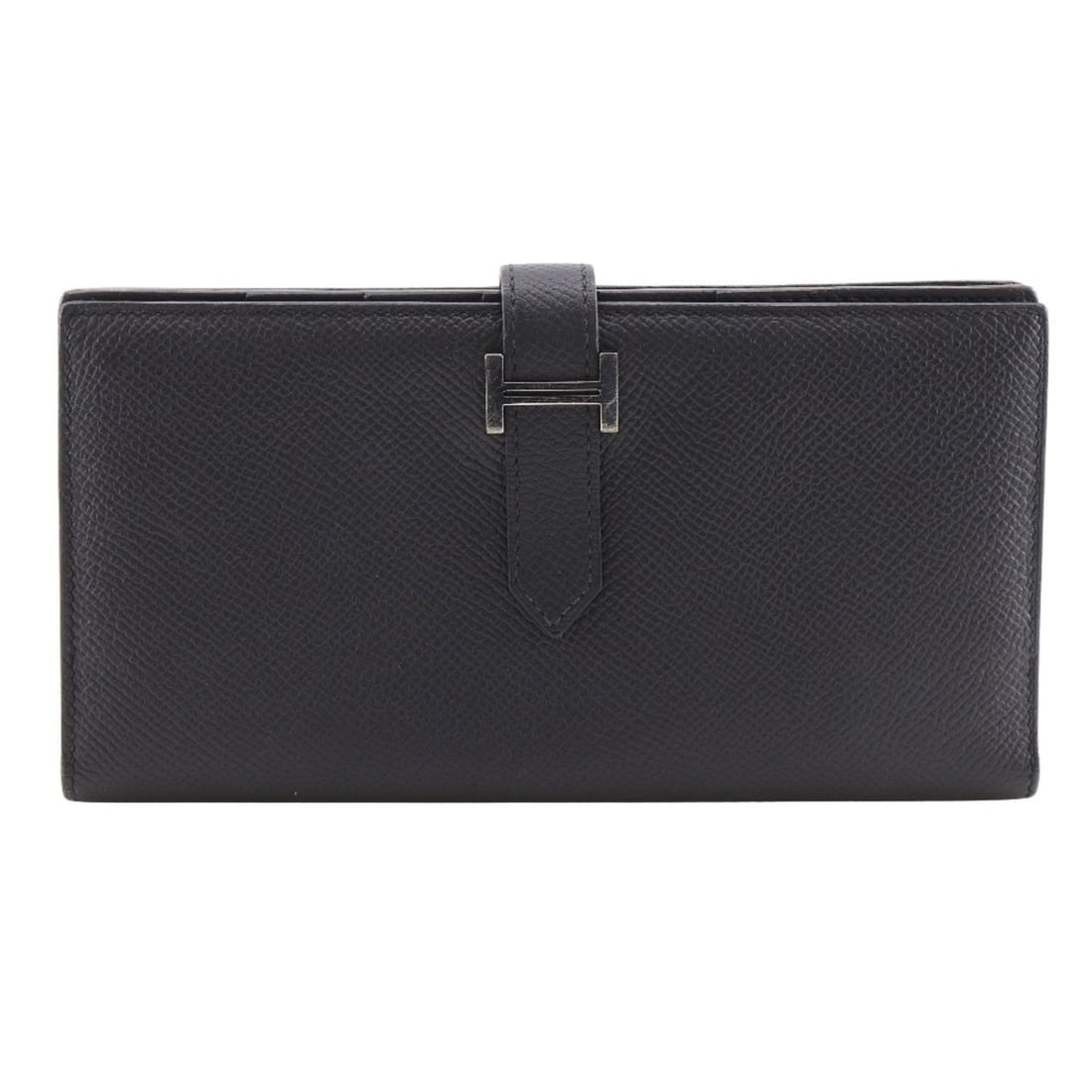 Hermes Hermès Beansufla long wallet in Epsom leather, 2016, black with belt clasp, unisex (1 of 20)