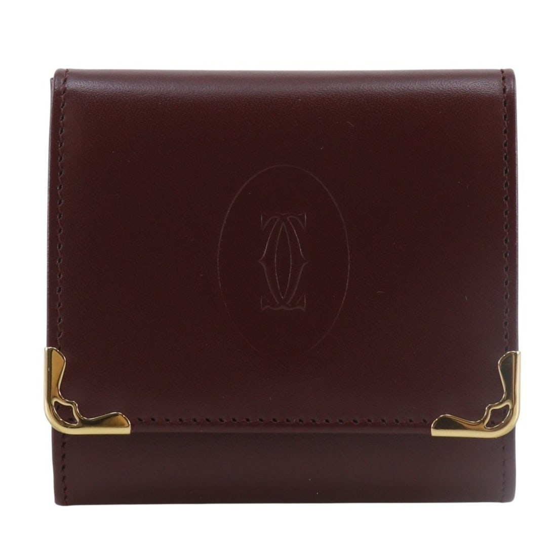 Cartier Must Line coin case in Bordeaux calfskin with snap closure. Unisex. (1 of 20)
