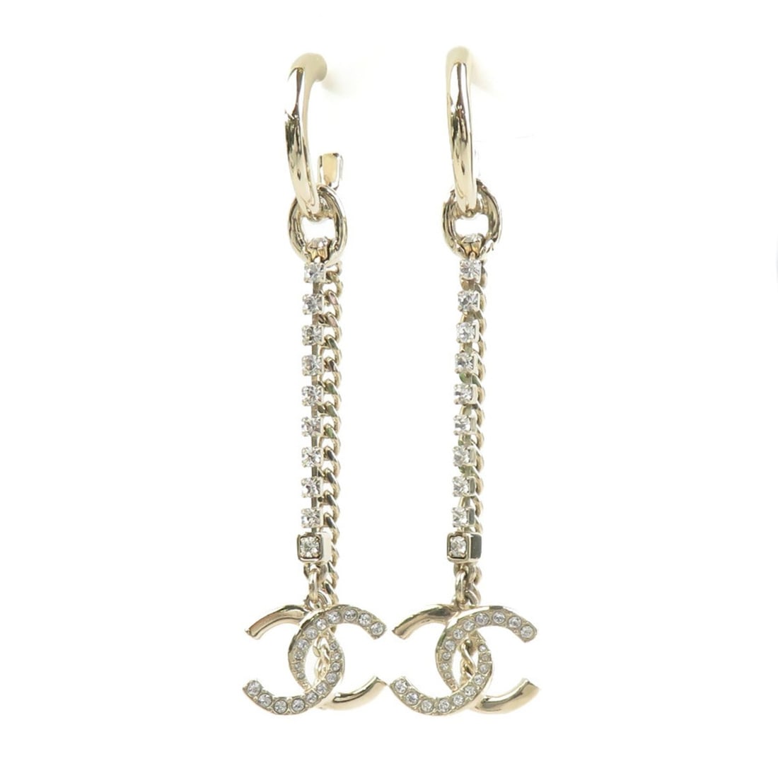 CHANEL Coco Mark Metal Rhinestone Earrings in Gold and Silver for Women, Free Shipping e61529i (1 of 16)