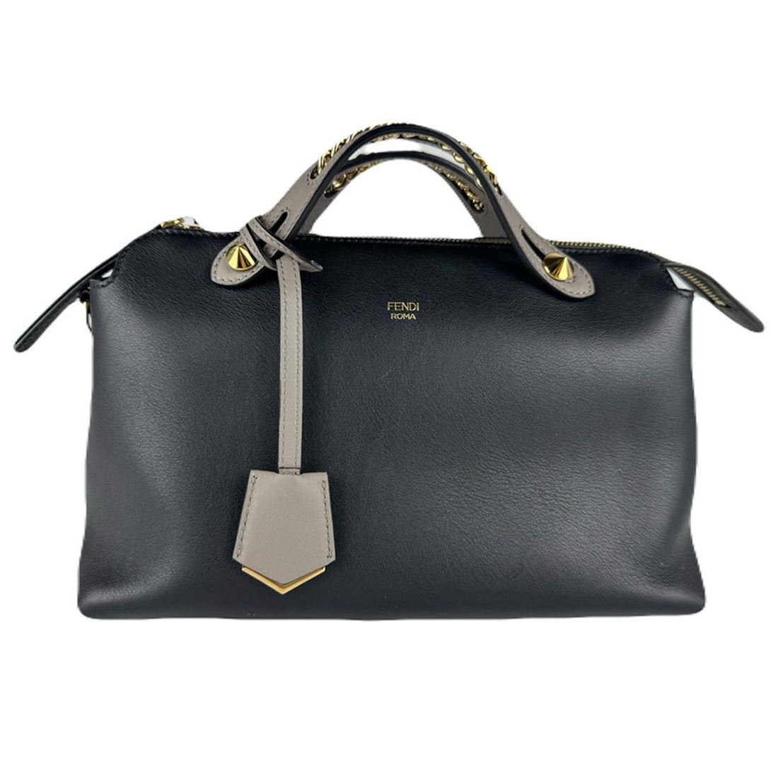 Fendi "By the Way" Medium Leather Shoulder Bag in Black, Gray, and Khaki, Women's, 8BL124-9A8, Free (1 of 15)