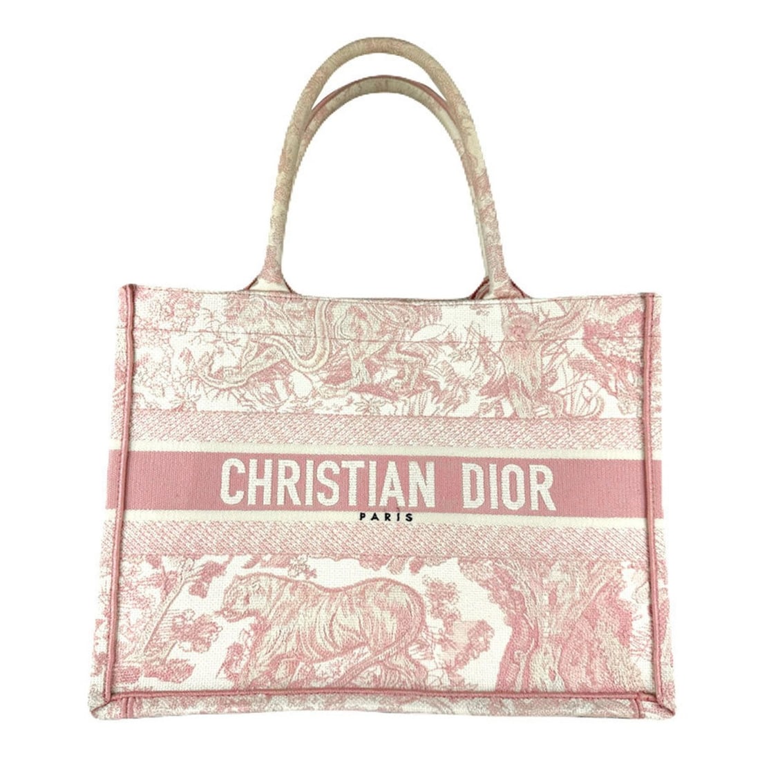 Christian Dior Book Tote Bag, Medium, Canvas, Pink, Women's, Free Shipping, z8783 (1 of 13)