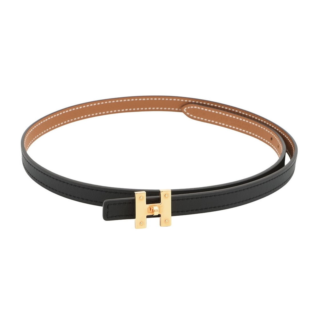 Hermès Mini H Kelly Belt with Turnlock Motif, Black and Gold, Swift, Epsom, B Stamp, Size 70, Belt, (1 of 20)