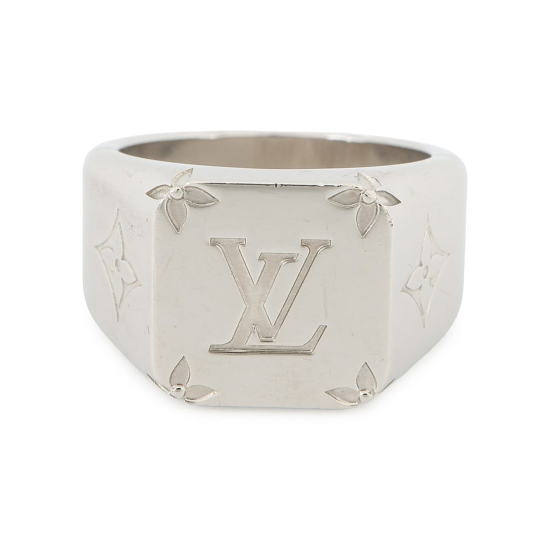 Louis Vuitton Signet Ring Monogram Size M Approx. M62487 LOUIS VUITTON Men's: --- Catalog ---Category: SizeJP Size: 20US Size: 10Category: DesignType: Band ringGender: MenMaterial: MetalCategory: GeneralBrand: Louis VuittonCountry of Origin: Italy--- Item List ---Section: Condi