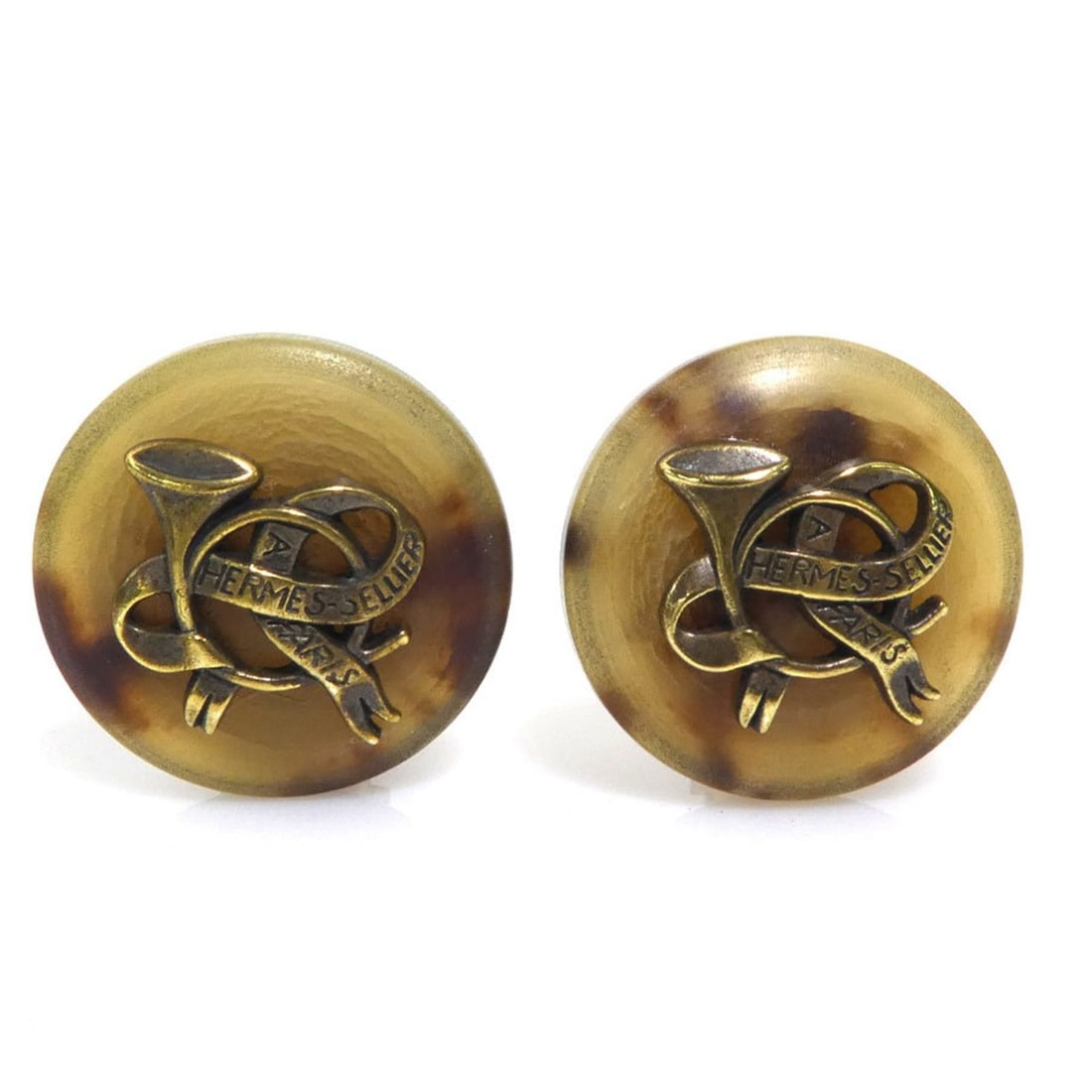 Hermes Hermès Buffalo Horn Brown Earrings for Women, Free Shipping, h31928a (1 of 8)