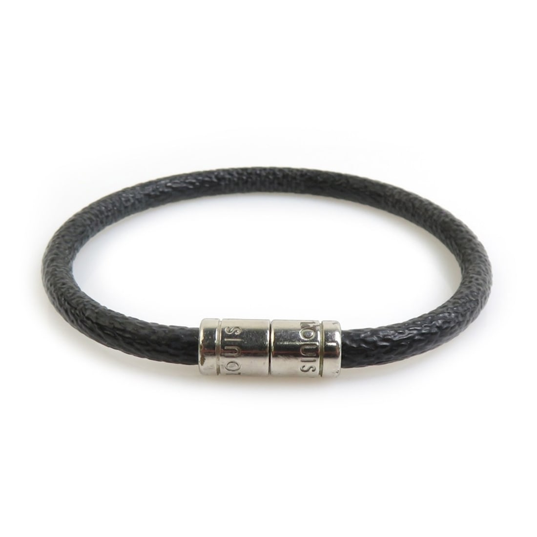 Louis Vuitton Keep It Damier Graphite Canvas Bracelet in Dark Gray and Silver. Men's. Free Shipping. (1 of 12)