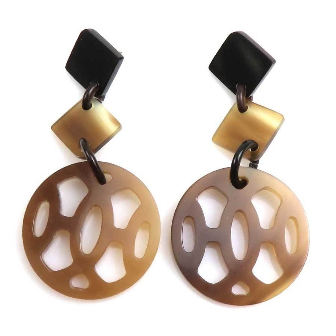 Hermès HERMES earrings in brown buffalo horn for women, free shipping (h31842a) (1 of 12)