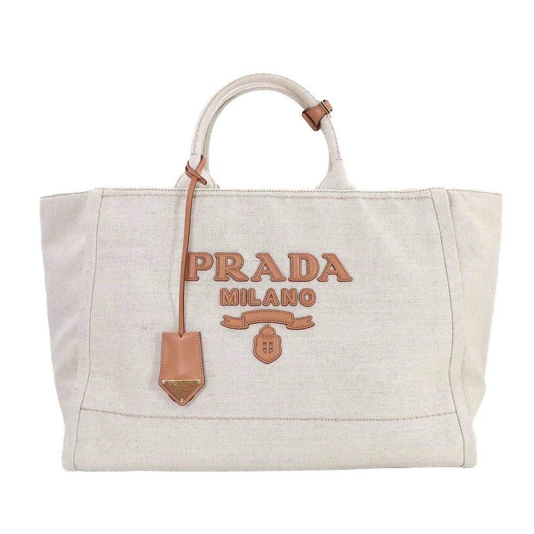 Prada Jardiniere Large Tote Handbag in Natural Canvas with Gold Hardware, 2VG131, Extra Bag (1 of 18)
