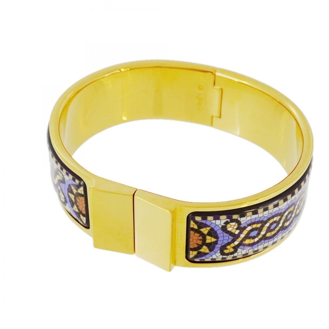 Hermes Bangle, GM Glazed, Roque, GP Plated, Cloisonné, Gold, Blue, Men's/Women's (1 of 18)