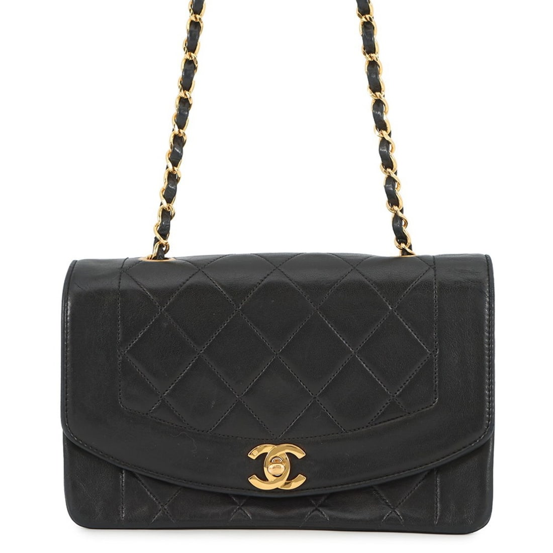 Chanel Chain Shoulder Bag Matelasse Coco Mark Diana Lambskin A01164 CHANEL Black Handbag Women's (1 of 20)
