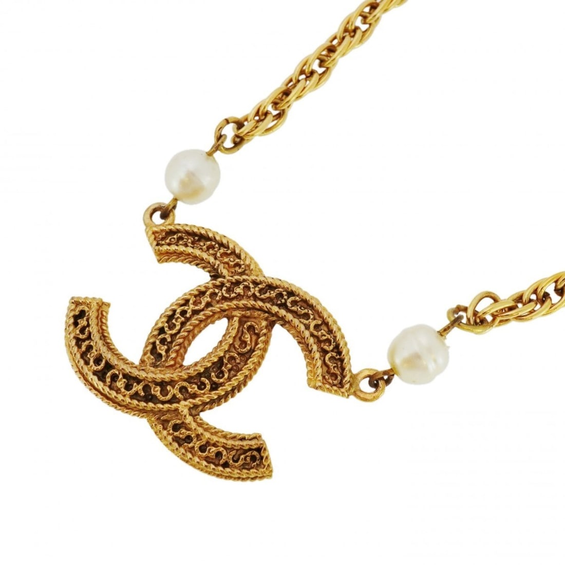 Chanel Coco Mark Necklace with GP Plated Faux Pearls in Gold for Women (1 of 11)