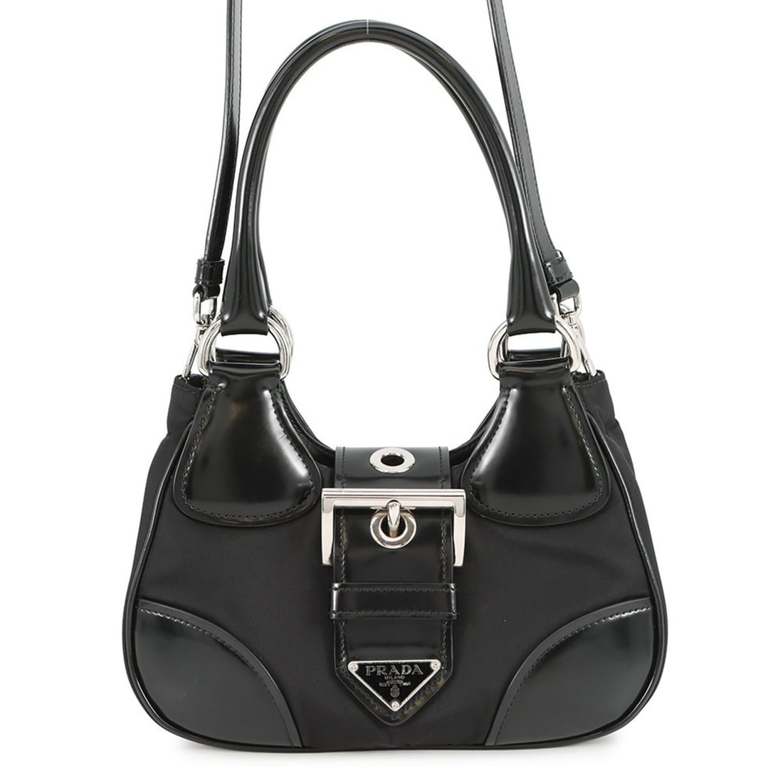 Prada Re-Nylon Re-Edition 2002 Moon Nylon Leather Handbag 1BA381 PRADA 2-way Black (1 of 20)