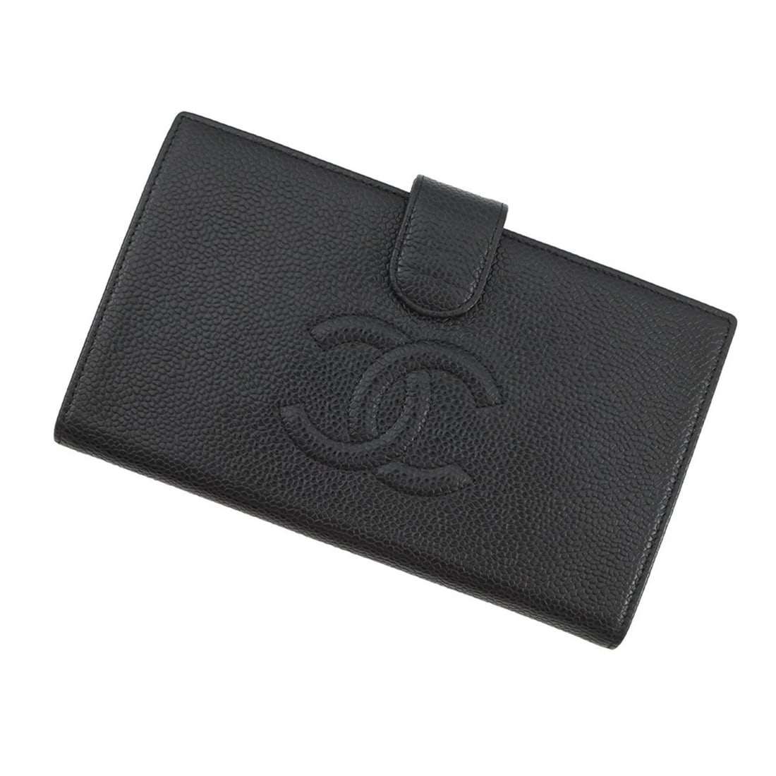 Chanel Coco Mark Long Wallet in Caviar Skin, Black, Women's (1 of 20)