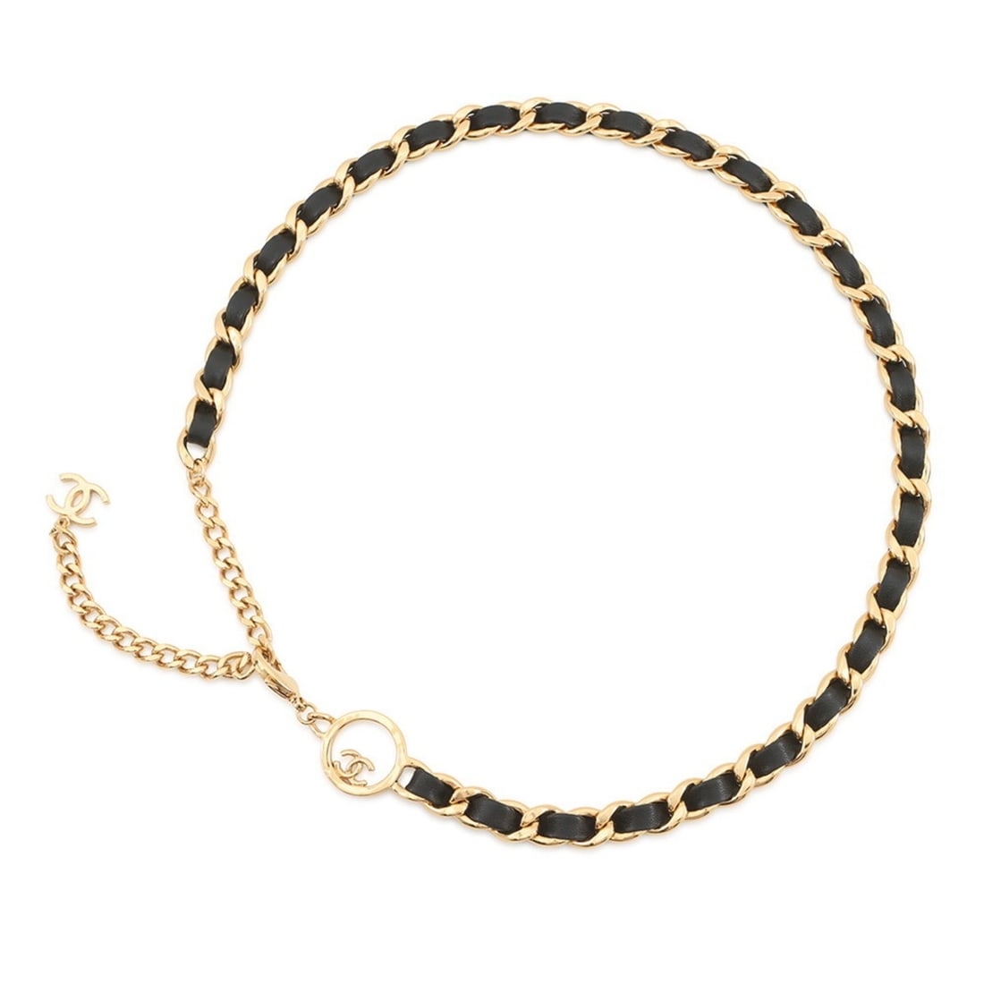 Chanel Chain Belt Coco Mark Leather Metal B24C CHANEL Black: --- Catalog ---Category: SizeLength: 63cm - 78cm / 24.8'' - 30.7''Category: DesignType: Chain beltColor: Black, GoldMaterial (Strap): Leather , Metal Category: GeneralBrand: ChanelCountry of Origin: I