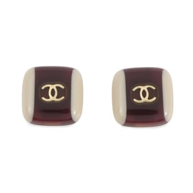 CHANEL Coco Mark Square Earrings, Plastic and Metal, 01A Earrings