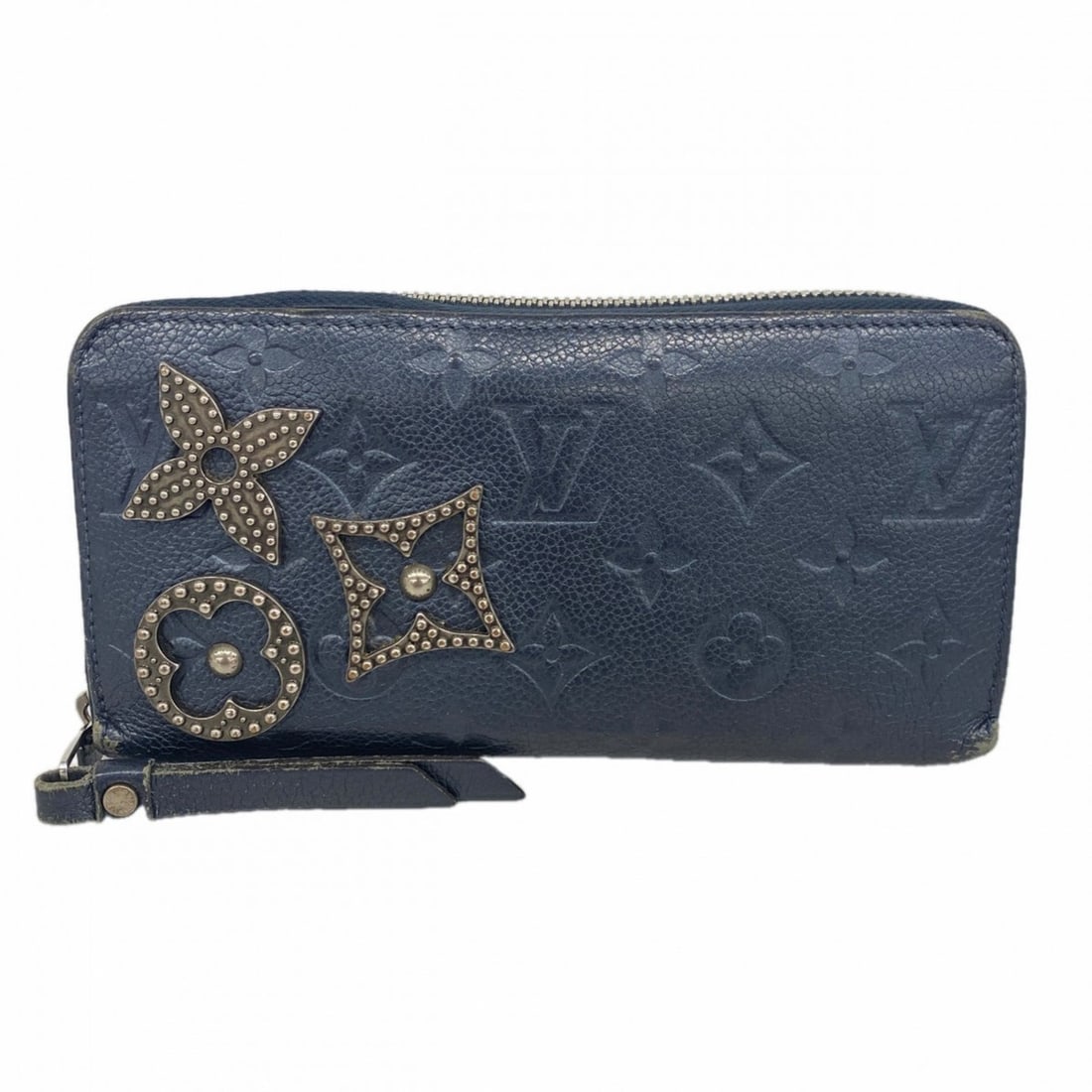 Louis Vuitton Monogram Empreinte Flower Stud Zippy Wallet M62069 Marine Metal Women's (1 of 11)