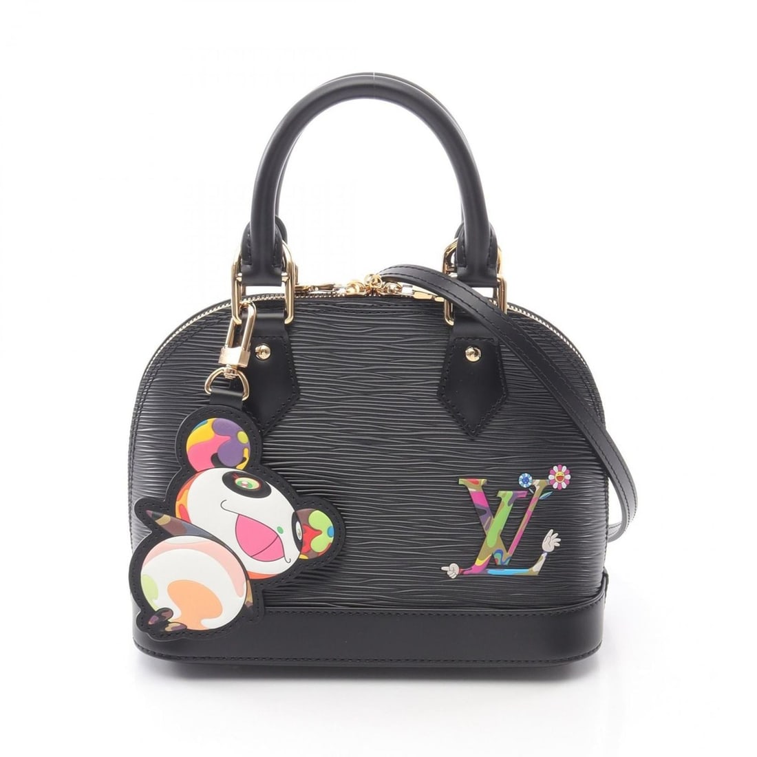 Louis Vuitton x Takashi Murakami Alma BB Epi Leather Handbag in Noir, Black, Women's, M13670 (1 of 11)