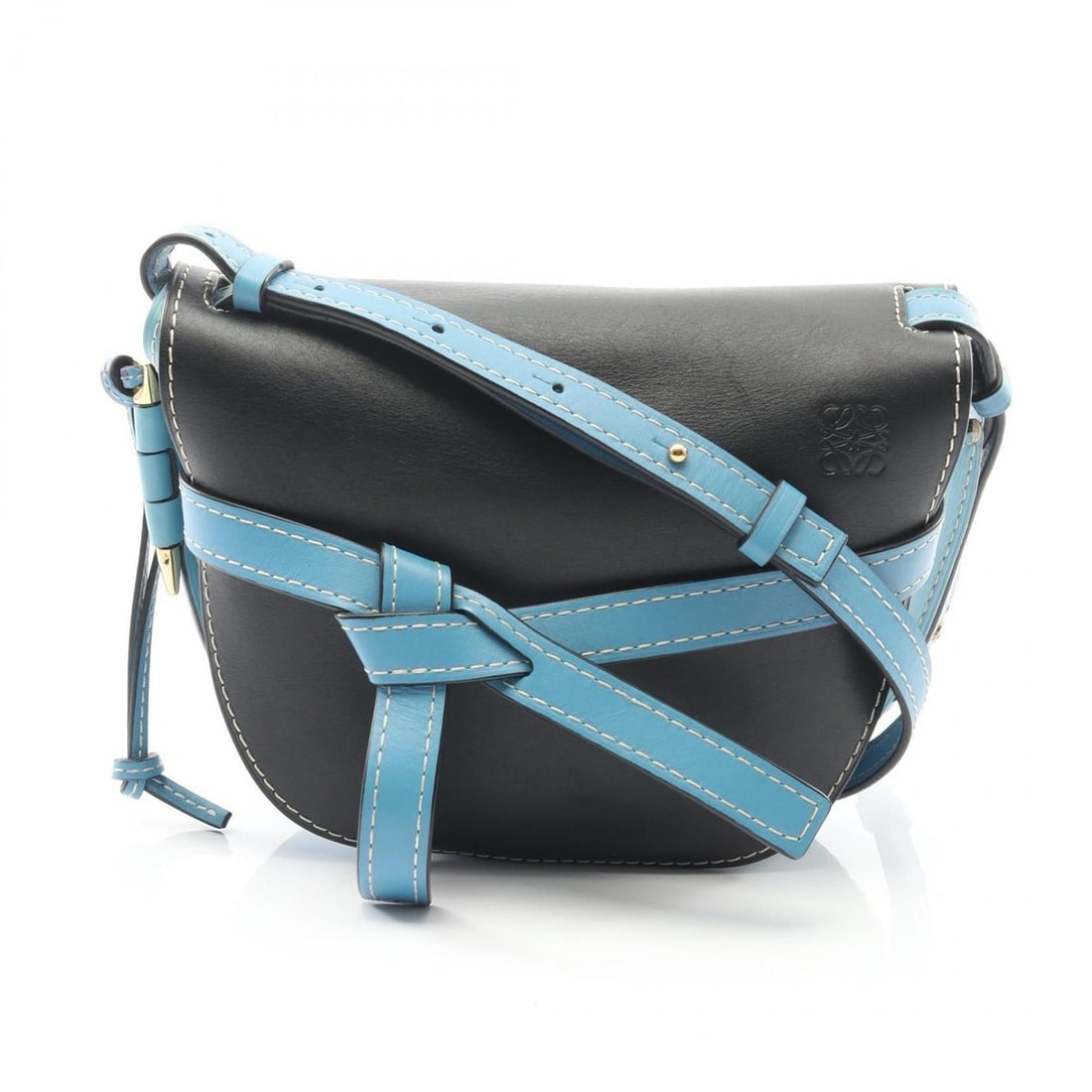 LOEWE GATE BAG Small Shoulder Bag Leather Women's Blue Black: --- Catalog ---Category: SizeSize (HxWxD): 20cm x 24cm x 11cm / 7.87'' x 9.44'' x 4.33''Category: DesignType: Shoulder bagColor: Black, BlueGender: WomenMaterial: Leather Category: GeneralBrand: Loewe