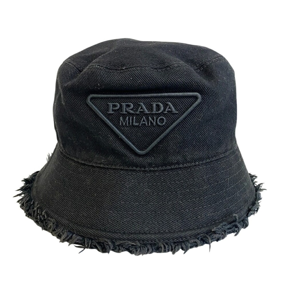 PRADA Prada 1HC137 2FMB Triangle Hat Black Unisex (1 of 12)