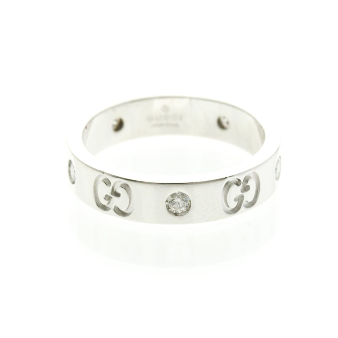 Gucci Icon 5P Diamond Ring White Gold (18K) Fashion Diamond Band Ring Silver (1 of 10)