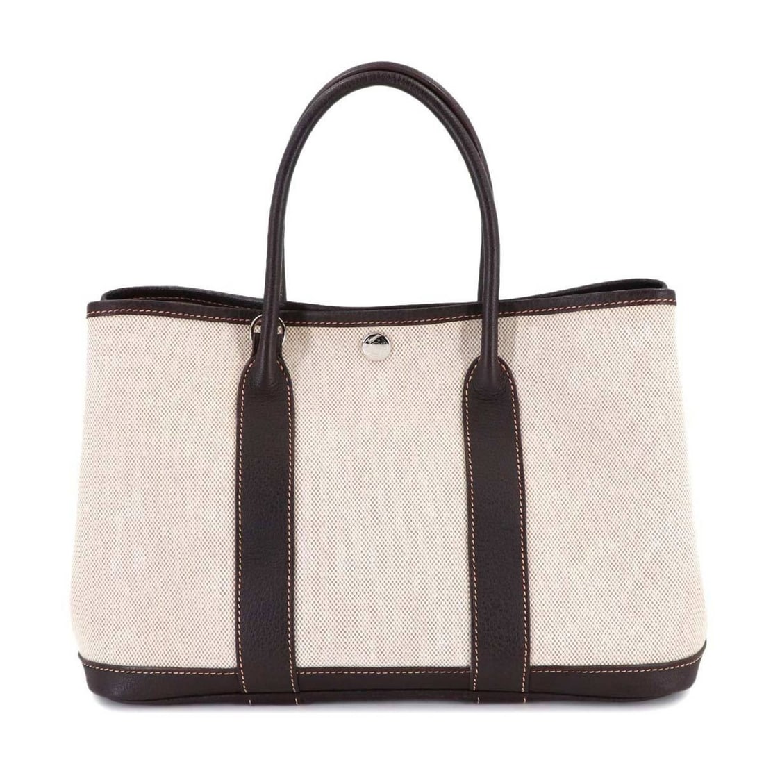 Hermes Hermès Garden Party TPM Tote Handbag in Toile H Leather, Natural Maroon, with "I" Stamp (1 of 20)