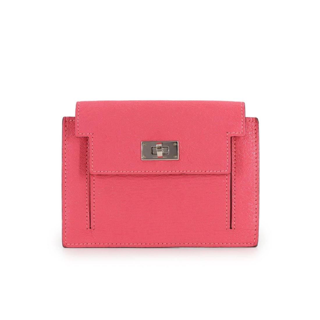 Hermes Hermès Kelly Pocket Compact Wallet, Chevre Rose Lipstick, Y Stamp: --- Catalog ---Category: SizeSize (HxWxD): 9.5cm x 13cm x 1cm / 3.74'' x 5.11'' x 0.39''Category: DesignType: Coin purse/coin caseColor: PinkGender: WomenMaterial: Chevre leather Category: GeneralBran
