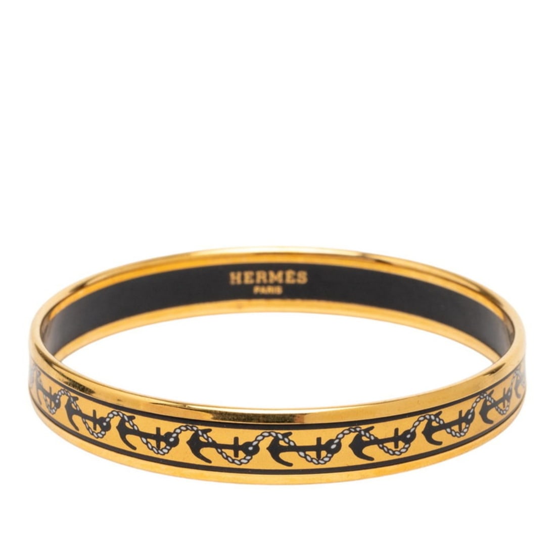 Hermes Emaille PM Bangle Gold and Black Plated Women's HERMES (1 of 10)