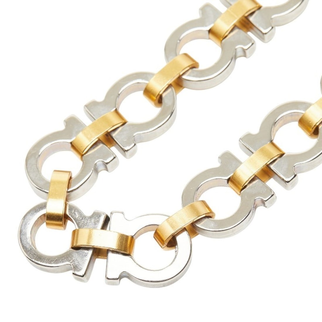 Salvatore Ferragamo Gancini Necklace in Silver and Gold Plated Metal for Women (1 of 8)
