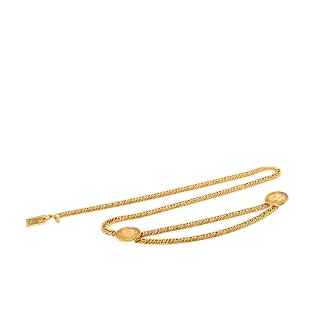 CHANEL Coco Mark 31 RUE CAMBON PARIS Chain Belt, Double-Row, Gold Plated, Women's: --- Catalog ---Category: SizeLength: 96cm / 37.79''Category: DesignType: Chain beltColor: GoldGender: WomenCategory: GeneralBrand: Chanel--- Item List ---Section: ConditionRanking: Rank AB Used - Trac