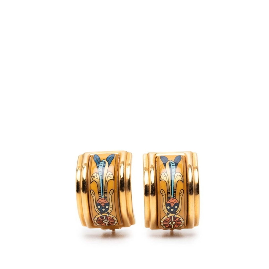 Hermes enamel cloisonné earrings in gold and multicolor plated for women. (1 of 9)