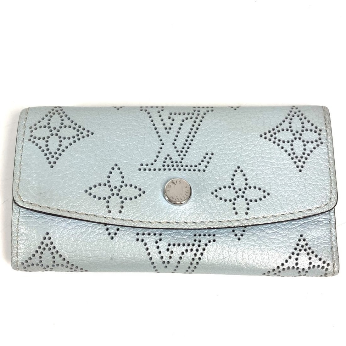 LOUIS VUITTON M81236 Monogram Mahina Multicle 4 Key Case, Leather, Men's and Women's, Blue Nuage, (1 of 16)