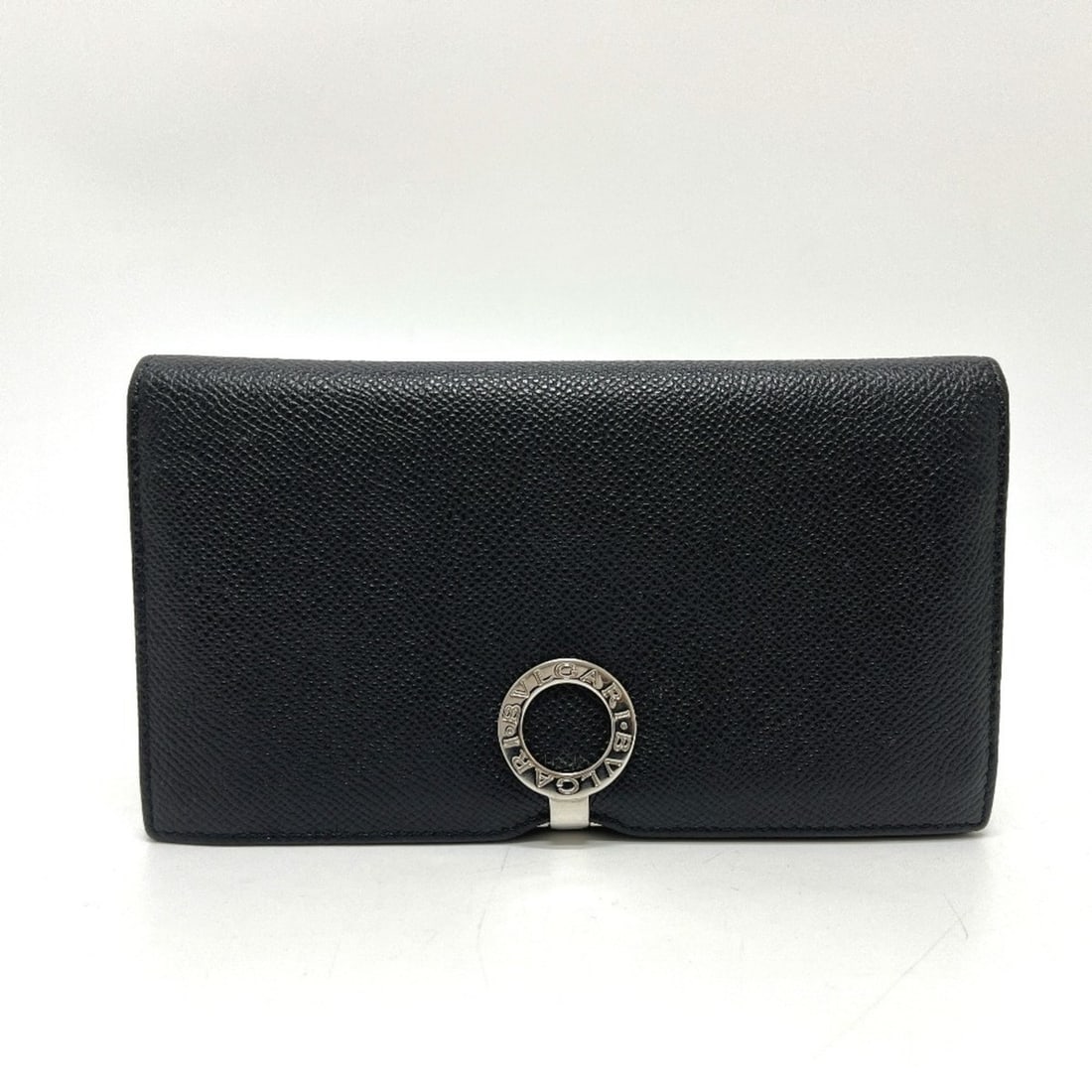 BVLGARI 33745 Logo Clip Bifold Wallet, Long Leather, Women's, Black (1 of 15)