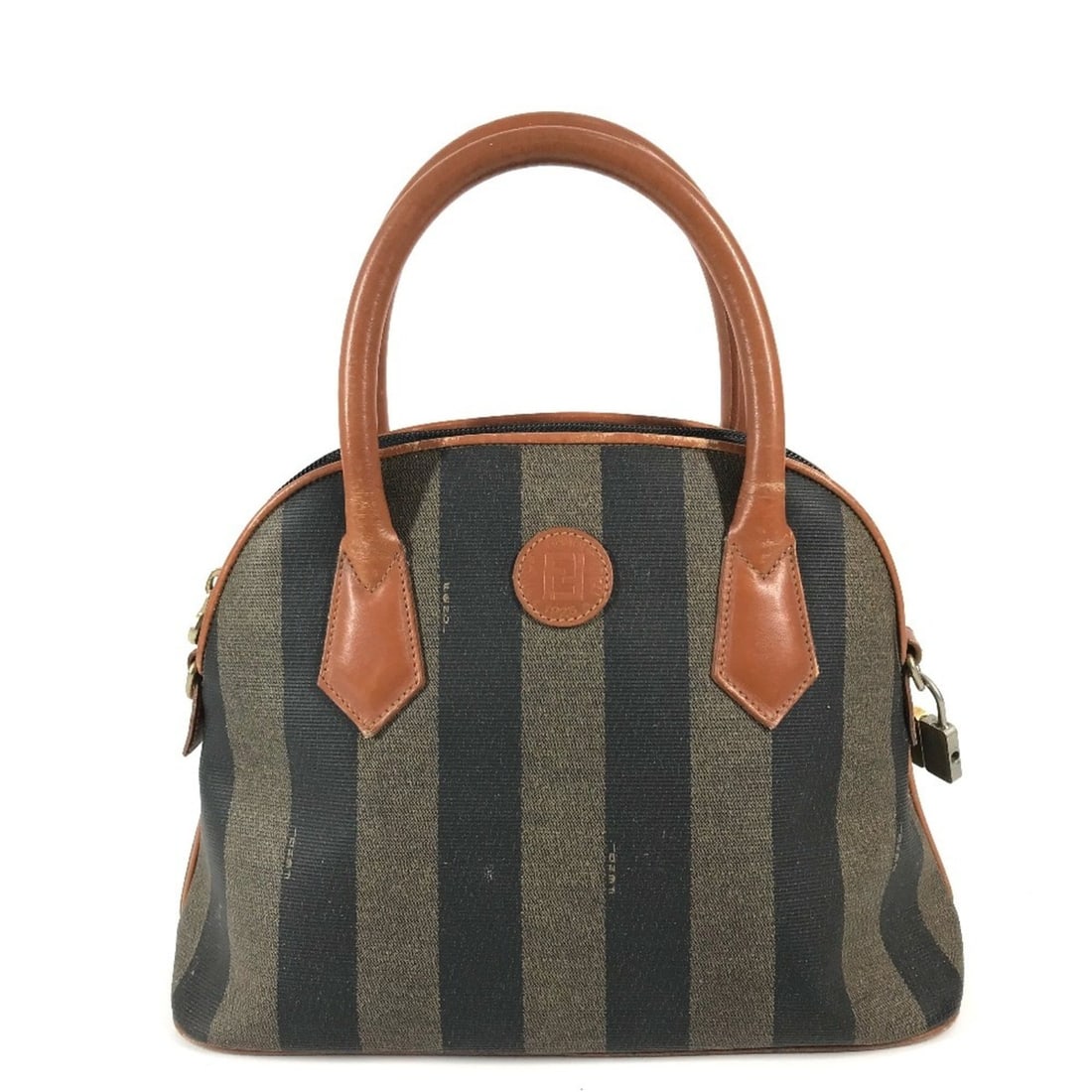 FENDI Vintage Pecan Handbag, Striped Leather, Brown, for Men and Women: --- Catalog ---Category: SizeSize (HxWxD): 20cm x 28cm x 10cm / 7.87'' x 11.02'' x 3.93''Category: DesignType: HandbagColor: Brown, KhakiGender: Men,WomenSeason: VintageMaterial: PVC , Leather Categor