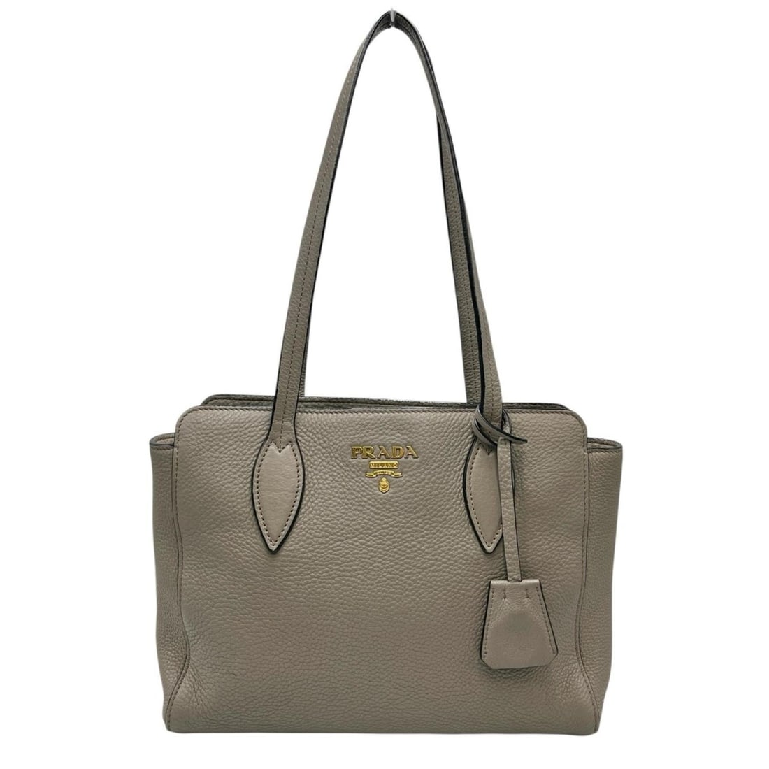 Prada PRADA Tote Bag 1BG112 Leather Greige Women's (1 of 10)