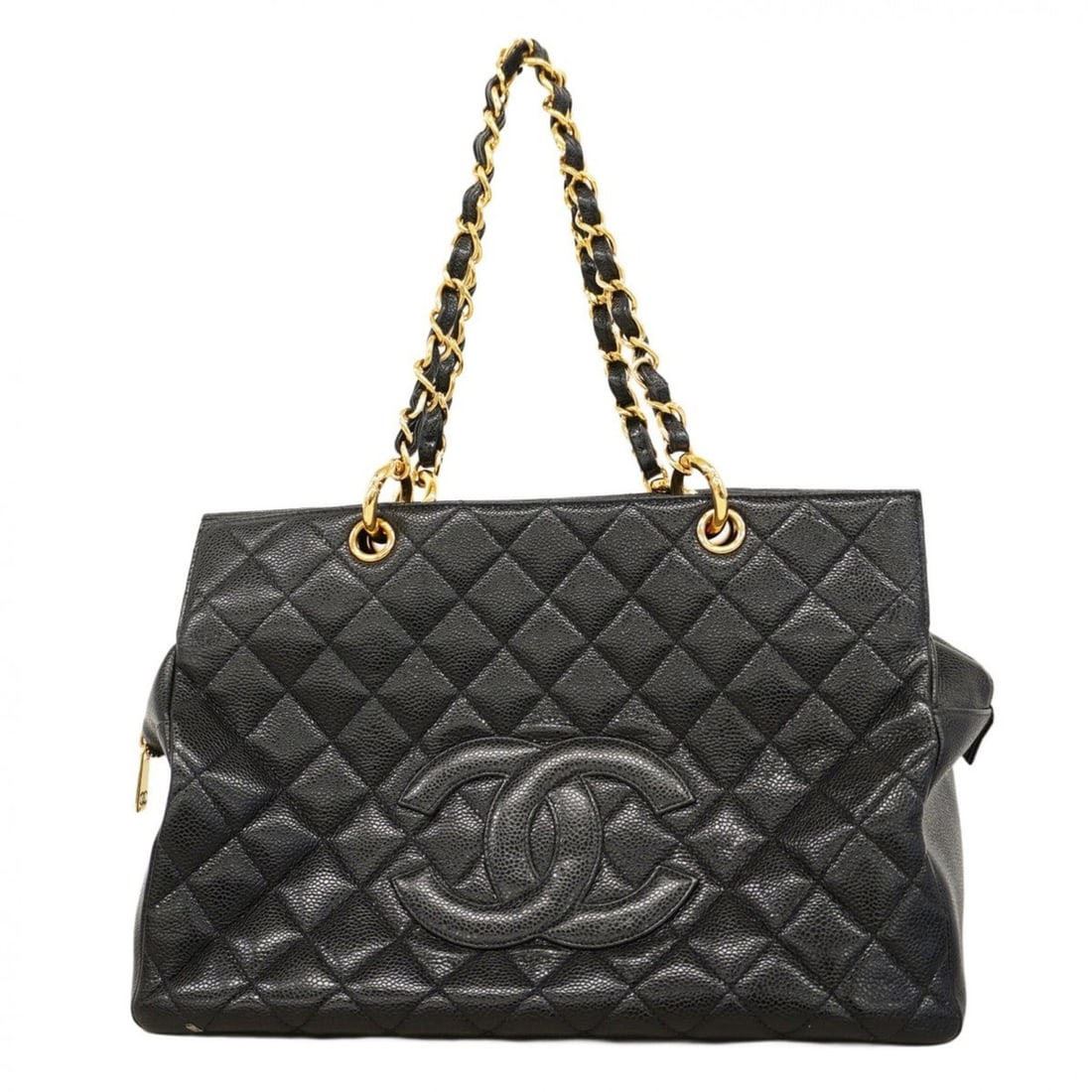 Chanel Matelasse Caviar Leather Chain Tote Bag, Black, Women's, P2406438 (1 of 14)