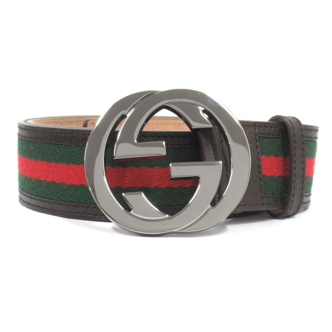 GUCCI Men's Sherry Line Belt with Interlocking Logo Buckle, Size 90/36, Brown, Green, Red (1 of 18)