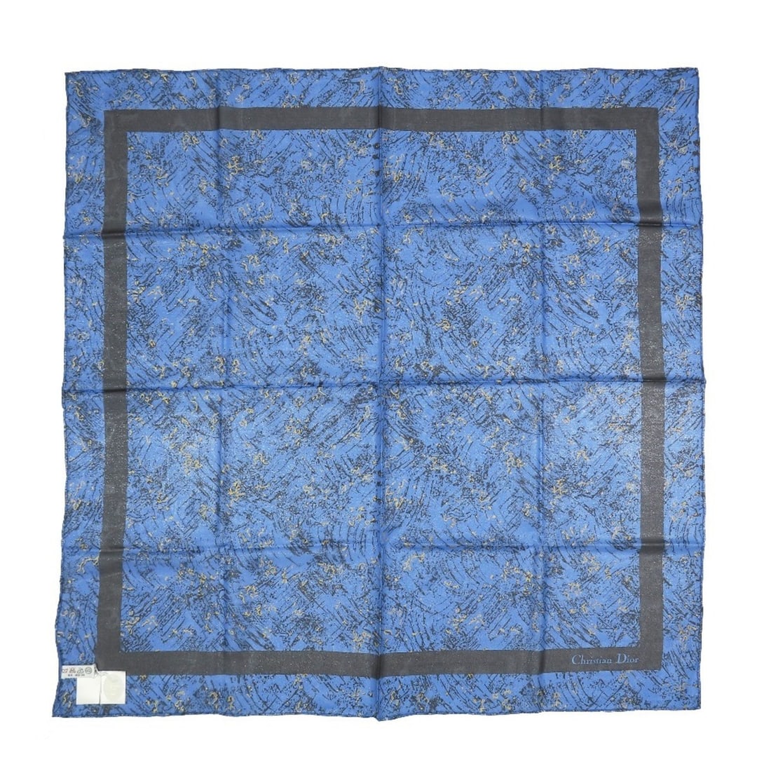 Christian Dior scarf/muffler/stole with logo, vintage, old-fashioned, all-over print, blue, for (1 of 16)