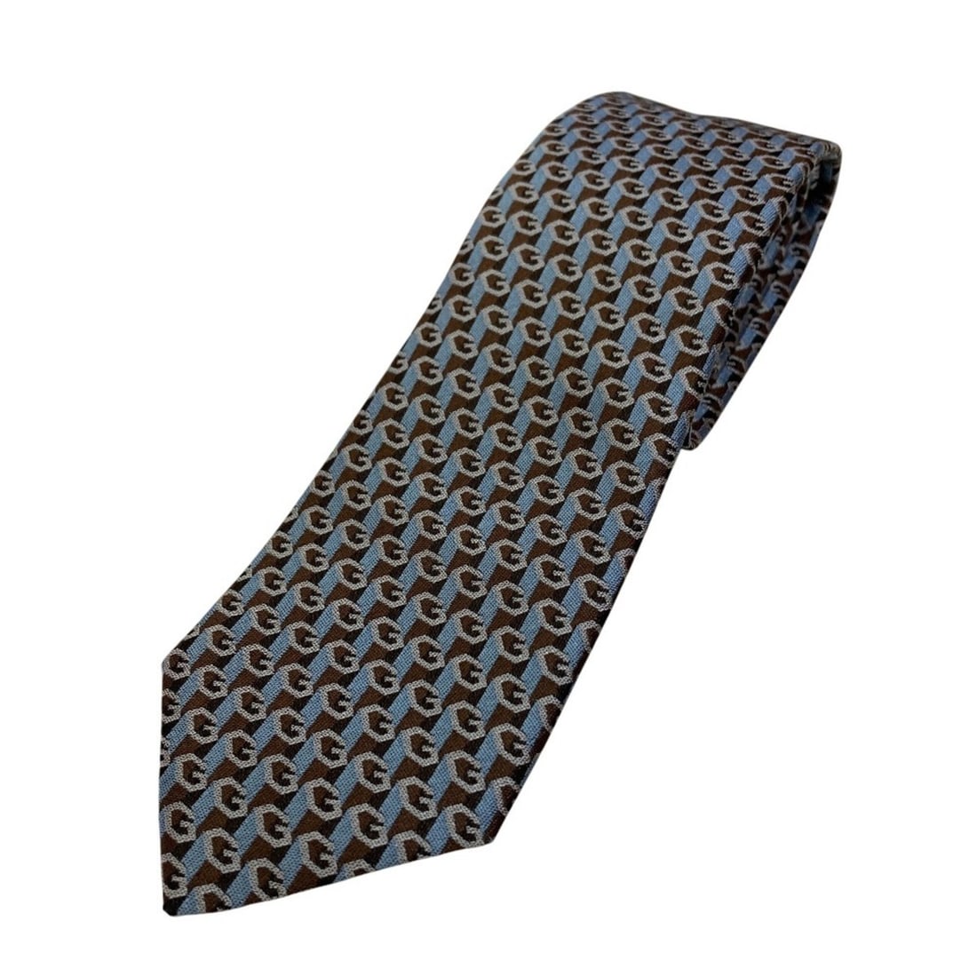 2024AW GUCCI G Logo Jacquard Silk Tie 796414 Brown/Grey Men's (1 of 13)